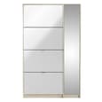 Shovy White High Gloss Shoe Cabinet With 5 Doors 2 Layers In Oak