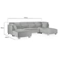 Sloan Fabric U Shaped Corner Sofa In Grey