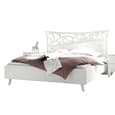 Solar Wooden King Size Bed In Serigraphed White