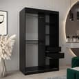 Tavira I Mirrored Wardrobe 2 Sliding Doors 120cm In Black
