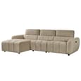 Truro Fabric Left Hand Electric Recliner Corner Sofa In Mocha