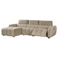 Truro Fabric Left Hand Electric Recliner Corner Sofa In Mocha