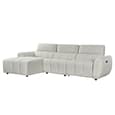 Truro Fabric Left Hand Electric Recliner Corner Sofa In Silver
