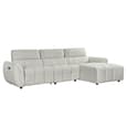 Truro Fabric Right Hand Electric Recliner Corner Sofa In Silver