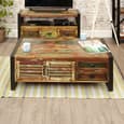 Utica Wooden Coffee Table With 4 Doors 4 Drawers In Satin Lacquer