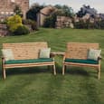 Vail Wooden Garden Angled 5 Seater Bench Set In Natural