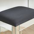 Valence Mirrored Stool With Fabric Seat In Silver