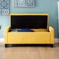 Ventnor Fabric Storage Ottoman Seating Bench In Mustard