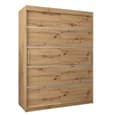 Vevey I Wooden Wardrobe 2 Sliding Doors 150cm In Artisan Oak