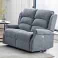 Warth Fabric Electric Recliner 3+2 Seater Sofa Set In Steel Blue