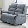 Warth Fabric Electric Recliner Sofa Suite In Steel Blue