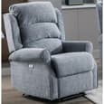 Warth Fabric Electric Recliner Sofa Suite In Steel Blue