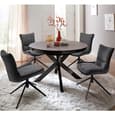 Winnipeg Extending Grey Dining Table With Matt Black Legs