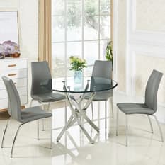 Entertain in style with a 4-seater glass dining table set from Furniture in Fashion. Choose from various finishes and styles to suit your taste