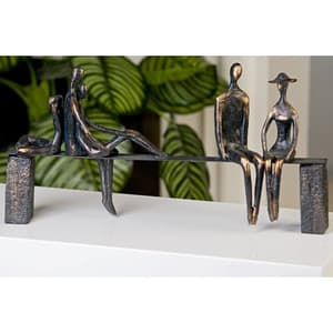 Leisure Sculpture In Bronze With Black Bench