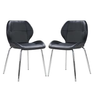 Darcy Black Faux Leather Dining Chairs In A Pair