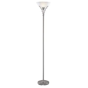 Linea Satin Silver Floor Lamp - UK