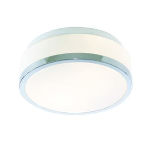 Discs Bathroom Ceiling Lamp Flush Fitting With Opal Glass Shade