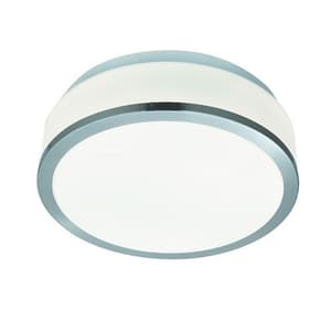 Discs Bathroom Lamp In Opal Glass Shape With Silver Trim