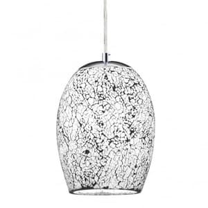 Crackle White Mosaic Glass Celing Lamp With Chrome Trim