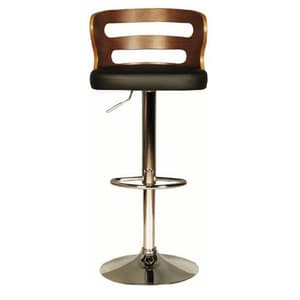 Dupont Bar Stool In Black PU And Walnut With Chrome Plated Base
