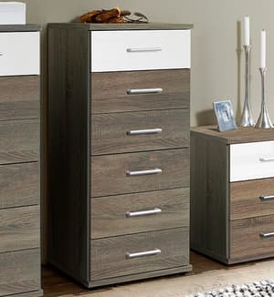 Gastineau 6 Drawers Tall Chest In Oak And White