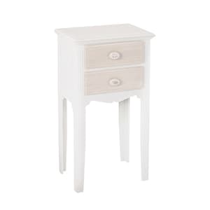 Juliet Wooden Bedside Table With 2 Drawer In White And Cream