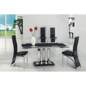 Rihanna Black Extending Glass Dining Table And 4 Romeo Chairs