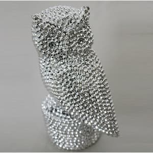 Jewel Owl Sculpture In Silver Finish