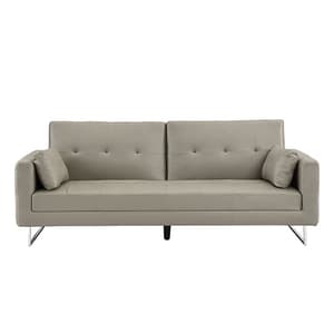 Paris Faux Leather 3 Seater Sofa Bed In Grey