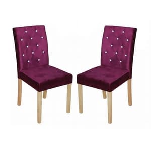 Kilcon Dining Chair In Purple Velvet And Diamante in A Pair