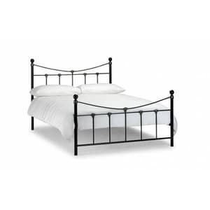 Ranae 135cm Metal Bed In Satin Black With Antique Gold Highlights