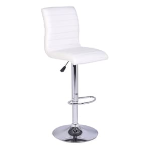 Ripple Faux Leather Bar Stool In White With Chrome Base