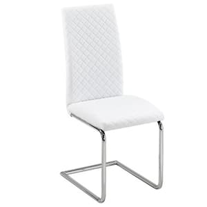 Ronn Faux Leather Dining Chair In White With Chrome Legs