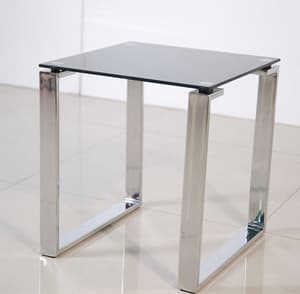Zeus Side Lamp Table In Black Glass Top