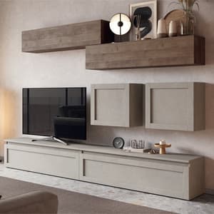 Accra Wooden Entertainment Unit In Clay And Mercury Oak