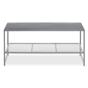 Acre Metal Coffee Table With Open Mesh Shelf In Grey