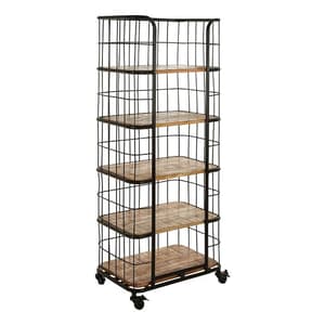 Acton Wooden Shelving Unit With Black Iron Frame In Natural