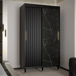Adel Wooden Wardrobe With 2 Sliding Doors 120cm In Black