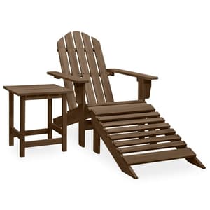Adrius Garden Chair With Ottoman And Table In Brown