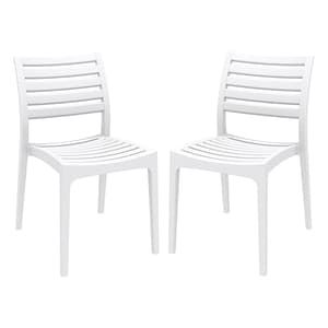 Albany White Polypropylene Dining Chairs In Pair