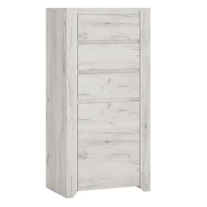 Alink Narrow Wooden 1 Door 3 Drawers Sideboard In White