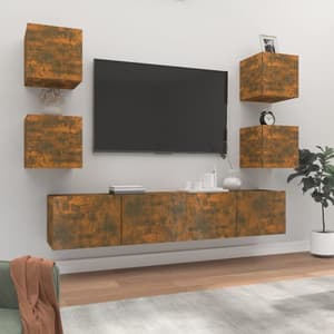 Alyson Wooden Living Room Furniture Set In Smoked Oak