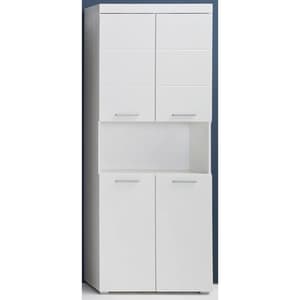 Amanda Tall Storage Cabinet In White Gloss With 4 Doors