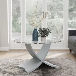 Anfossi Round Clear Glass Coffee Table With Grey Legs
