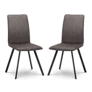 Macia Fabric Dining Chairs In Charcoal Grey Suede In A Pair