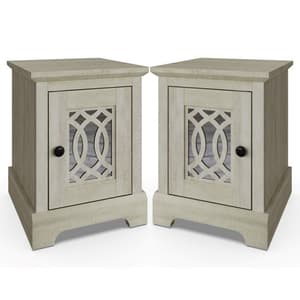 Arcata Dusty Grey Oak Mirrored Bedside Cabinets In Pair