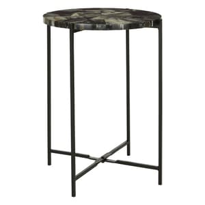 Aristote Wooden Side Table With Black Frame In Antique Green
