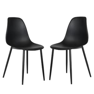 Arta Curve Black Plastic Seat Dining Chairs In Pair