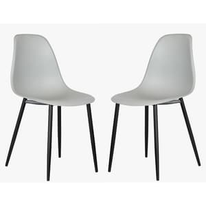 Arta Curve Light Grey Plastic Seat Dining Chairs In Pair